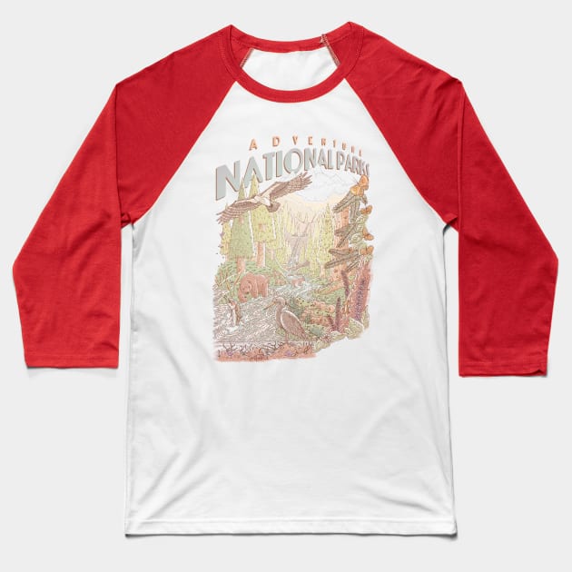 Adventure National Parks Baseball T-Shirt by TaylorRoseMakesArt